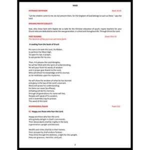 Liturgical Prayers - Mass and Liturgy of the Hours for Lasallian Saints and Feasts